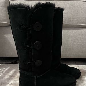 Black Uggs with Buttons. Size 8